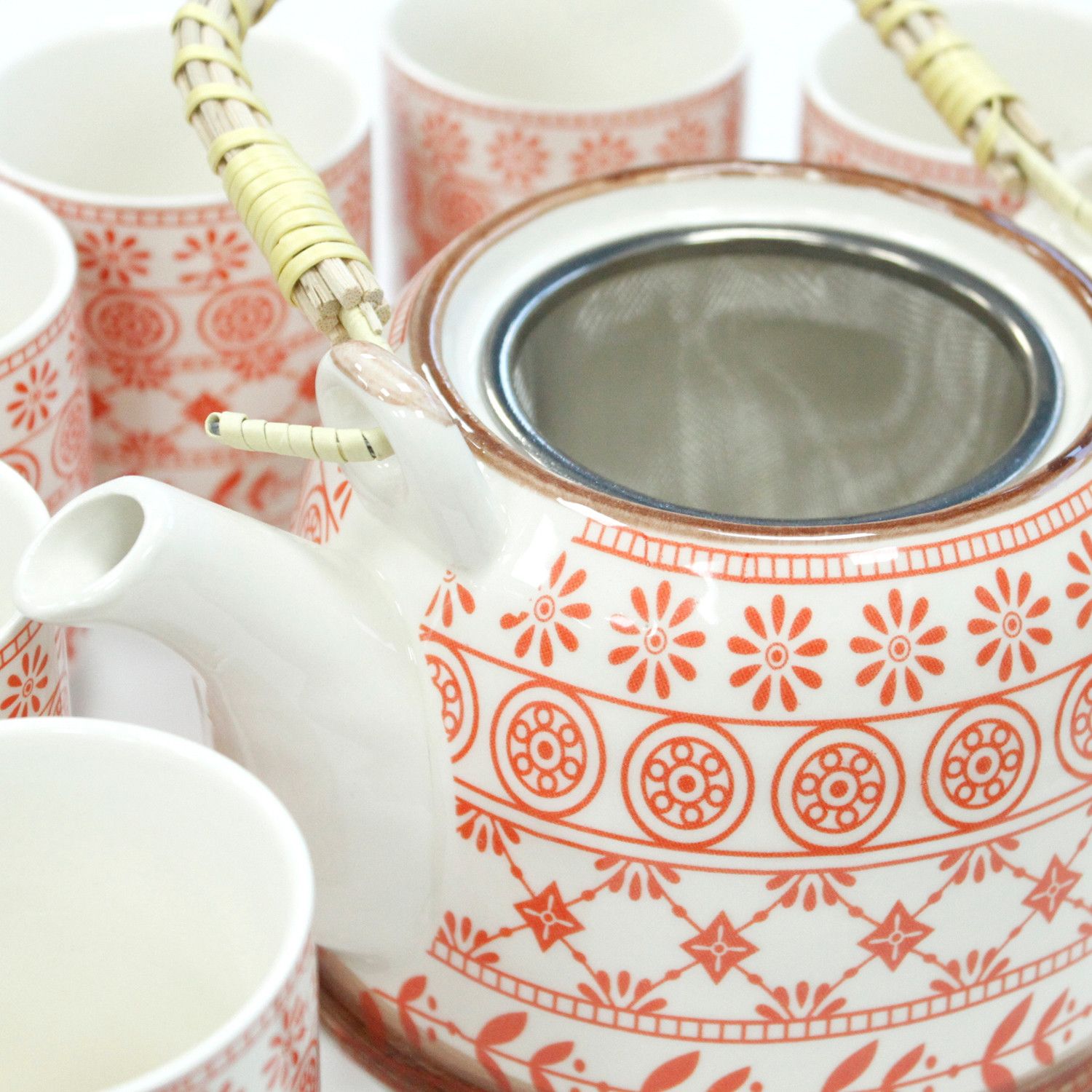 Juego de Té Ritual «Fuego Vital y Mandala Solar» (Tetera + 6 Vasos) - Imagen 6