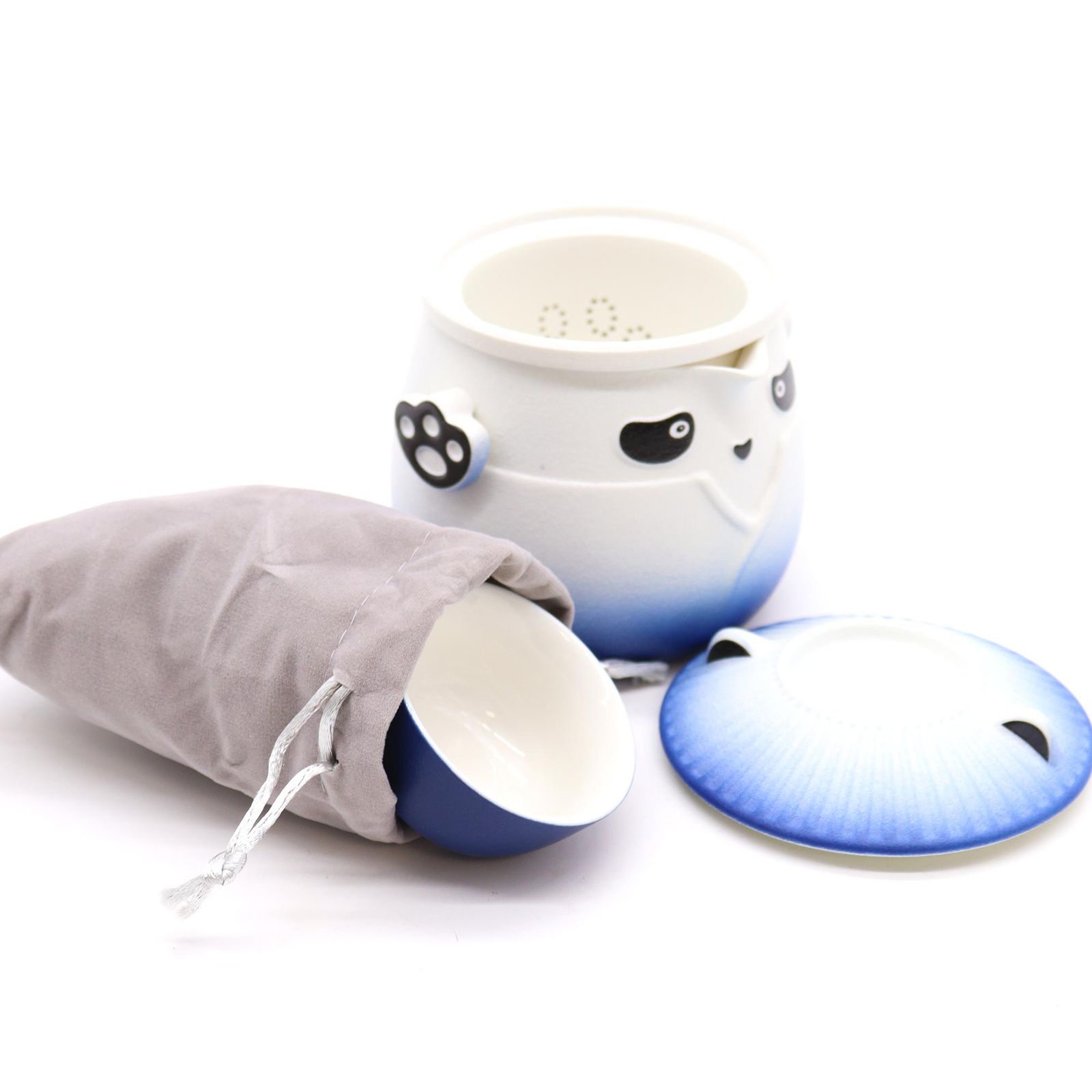 Juego de Té Panda de Viaje con 3 Tazas – Azul - Imagen 4