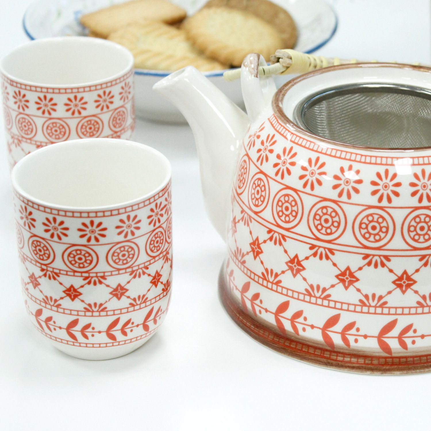 Juego de Té Ritual «Fuego Vital y Mandala Solar» (Tetera + 6 Vasos) - Imagen 5