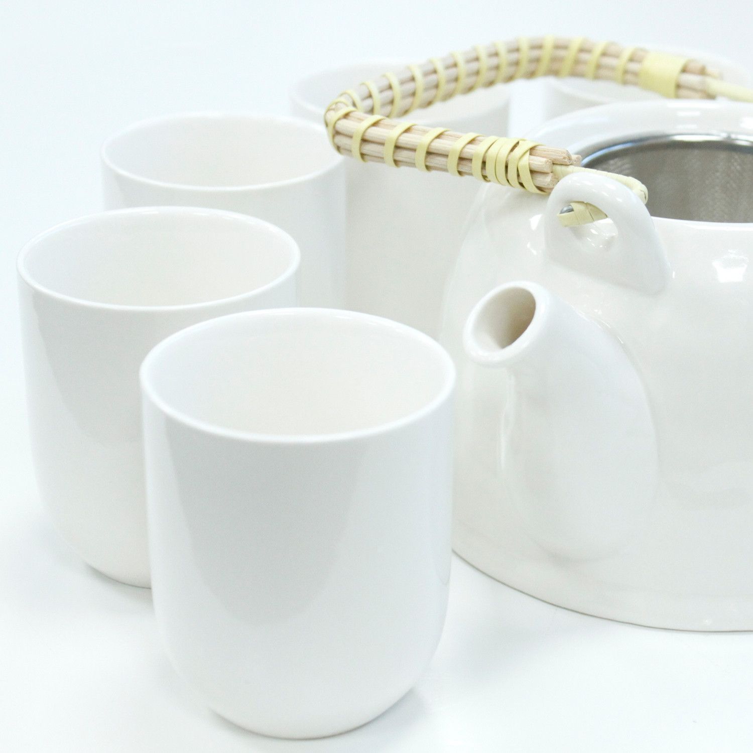 Juego de Té Ritual Ceremonial «Luz y Pureza Minimalista» (Tetera + 6 Vasos) - Imagen 5
