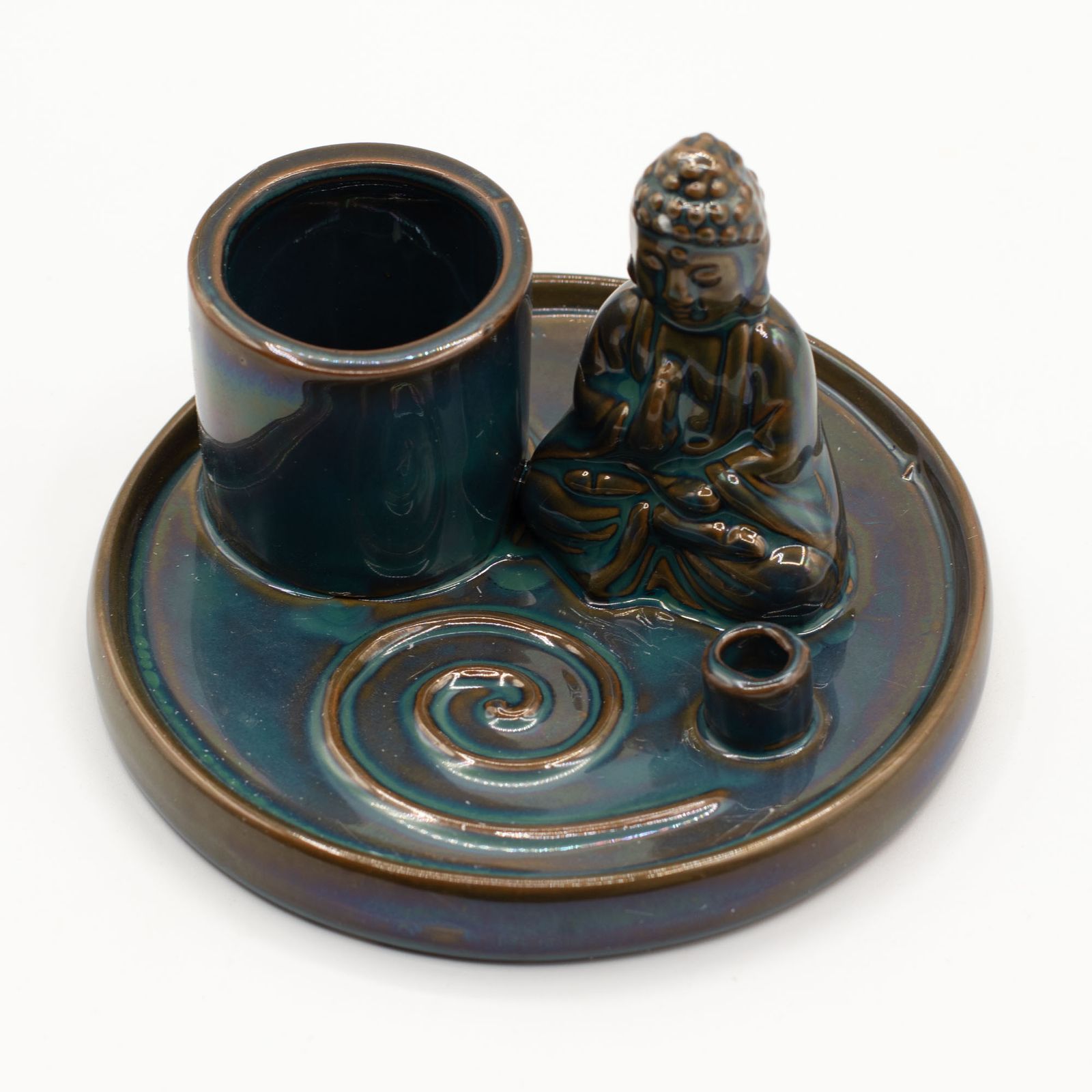 Plato de incienso de Buda de uso múltiple - cerámica azul - Imagen 4
