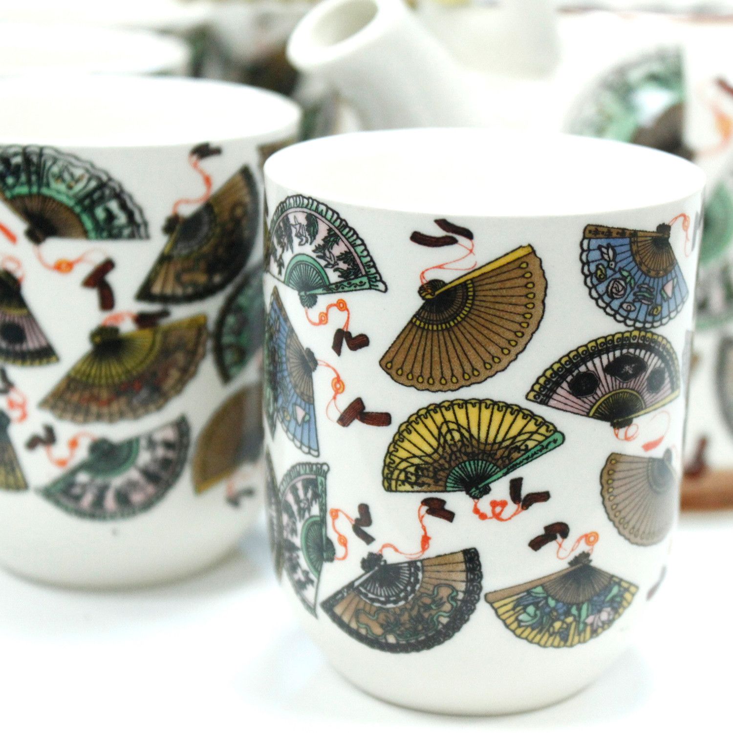Juego de Té Oriental Abanicos con Asa de Bambú y 6 Tazas - Imagen 6