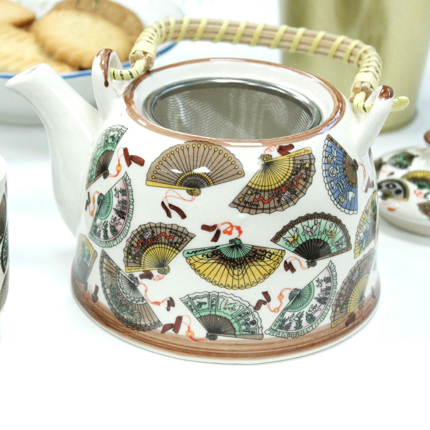 Juego de Té Oriental Abanicos con Asa de Bambú y 6 Tazas - Imagen 4