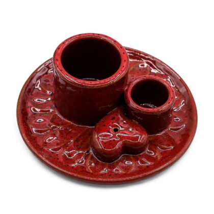 Soporte cerámico para Palo Santo e Incienso - Mandala - Rojo corazón