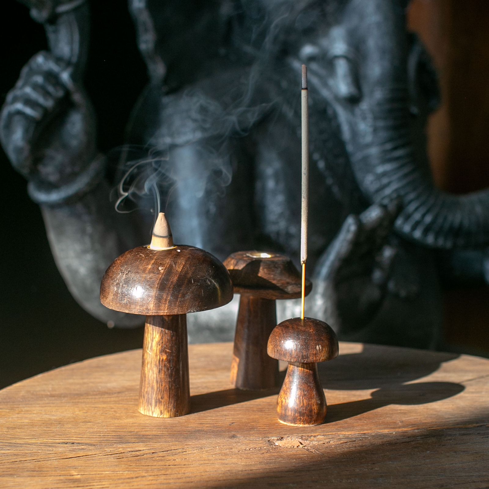 Portainciensos de Madera Hecho a Mano - Set de Setas / Hongos - Imagen 5