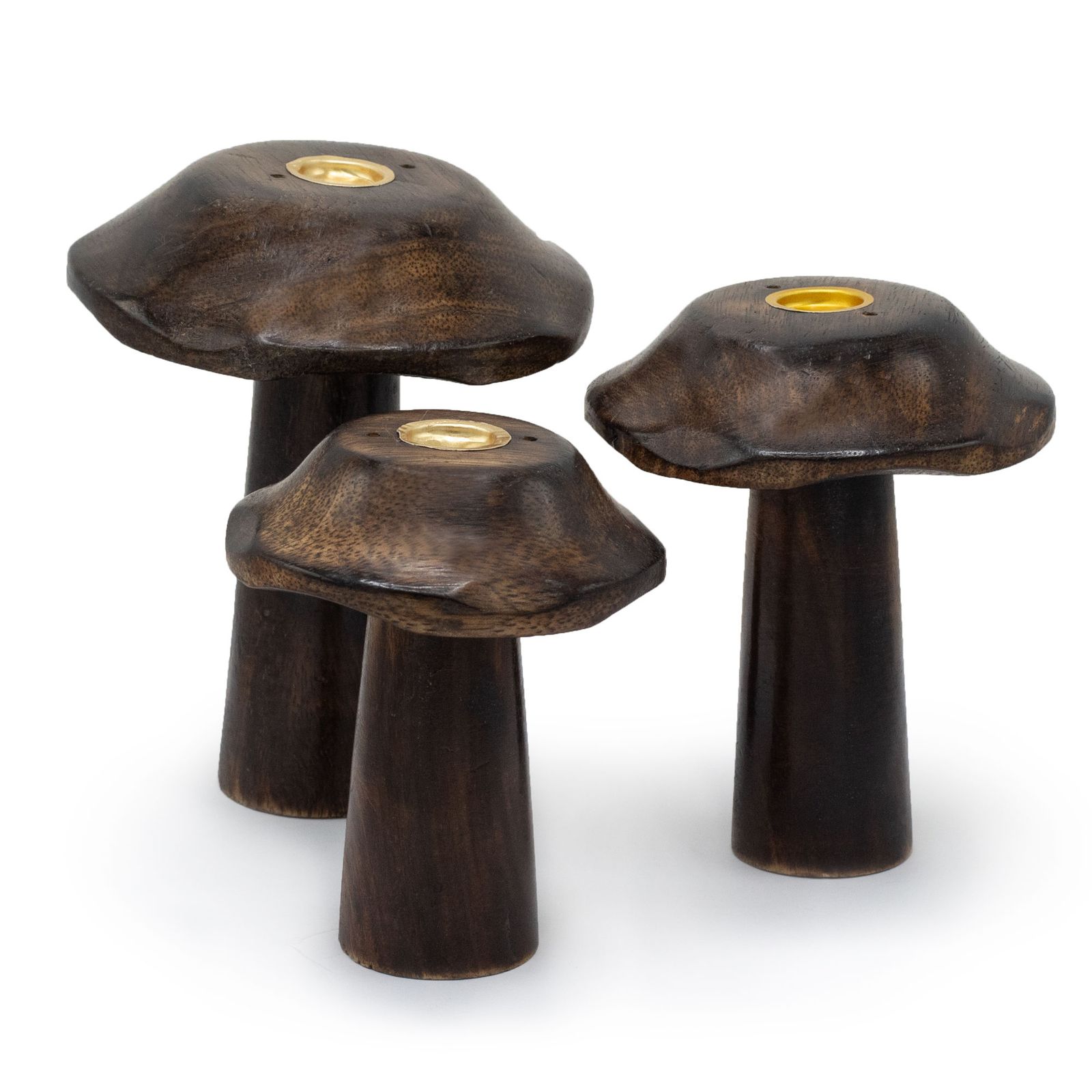 Portainciensos de Madera Hecho a Mano - Set de Setas / Hongos