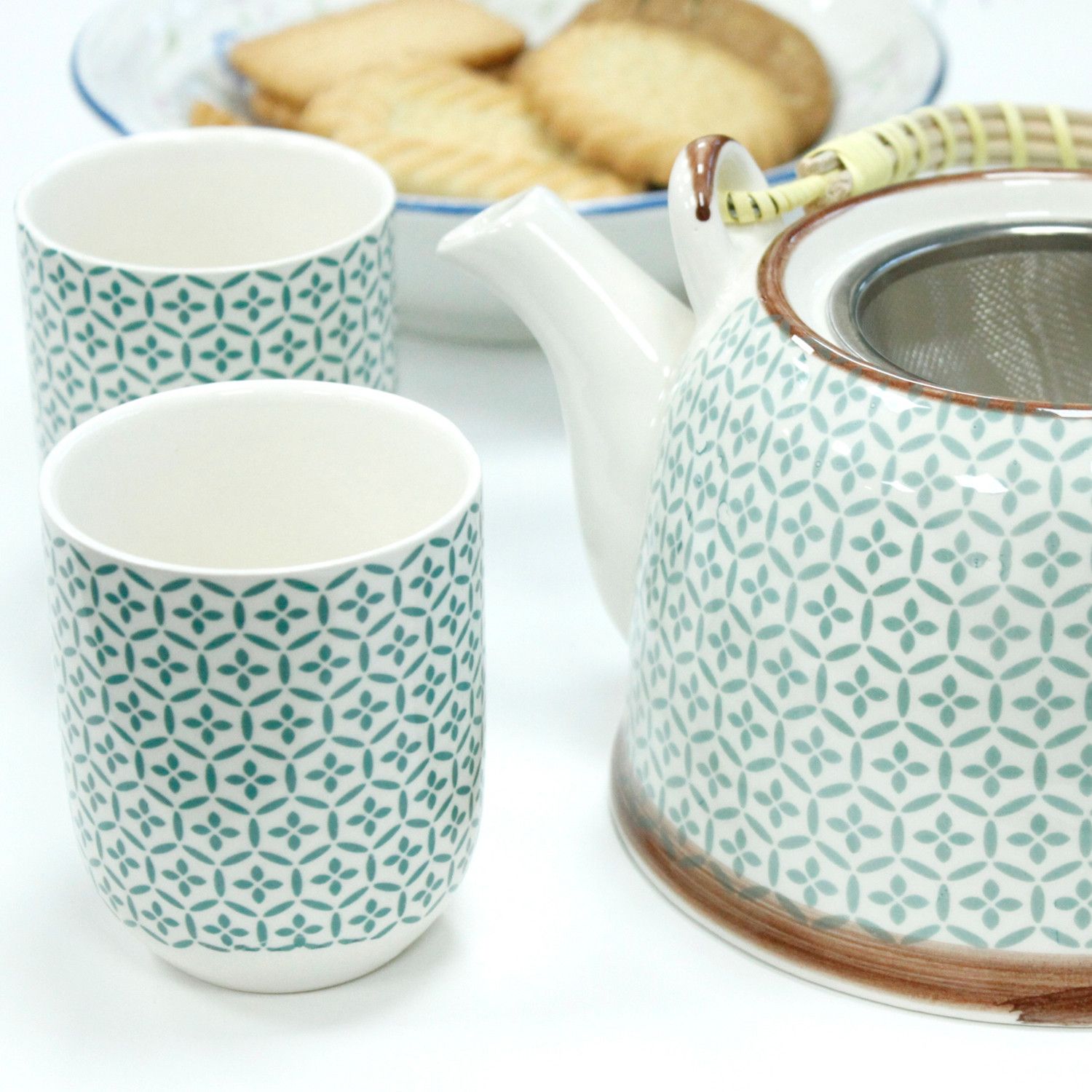 Juego de Té Ritual «Geometría Sagrada y Sanación Verde» (Tetera + 6 Vasos) - Imagen 5