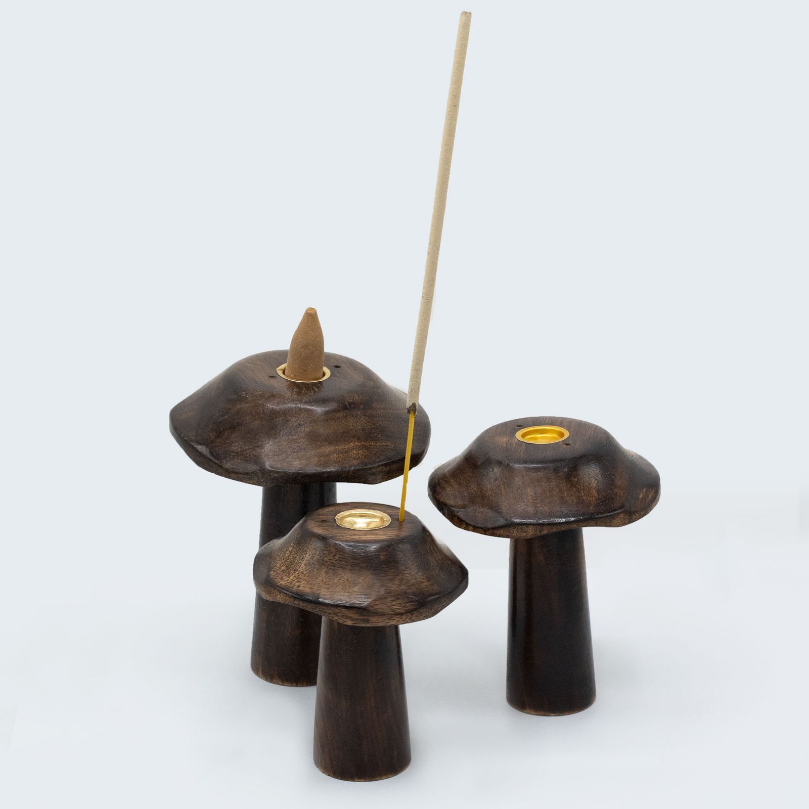 Portainciensos de Madera Hecho a Mano - Set de Setas / Hongos - Imagen 4