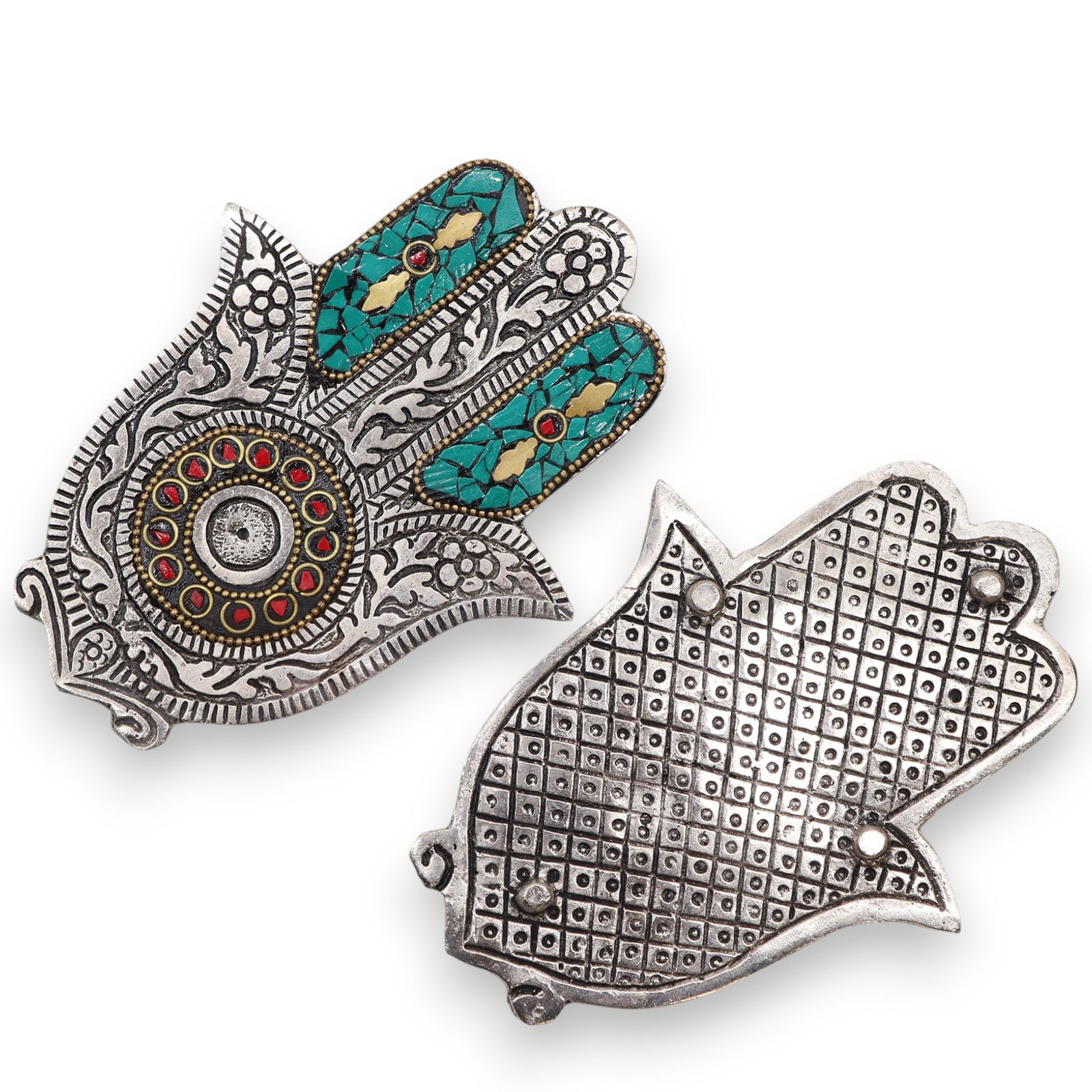 Portainciensos de Aluminio - Hamsa Verde (13 x 5,5 cm) - Imagen 3
