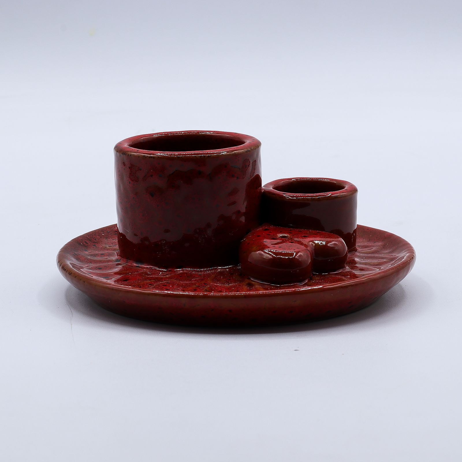 Soporte cerámico para Palo Santo e Incienso - Mandala - Rojo corazón - Imagen 6