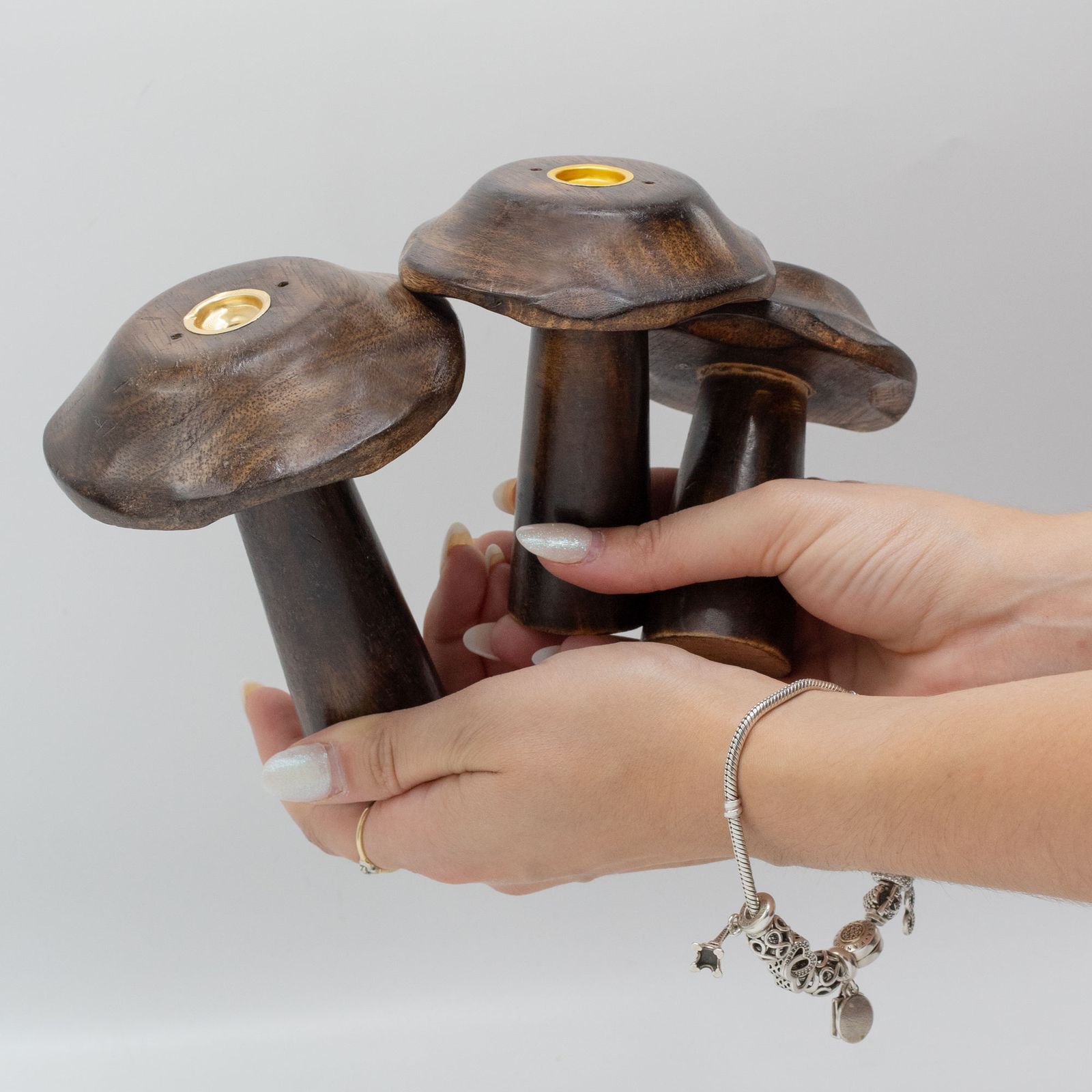 Portainciensos de Madera Hecho a Mano - Set de Setas / Hongos - Imagen 2