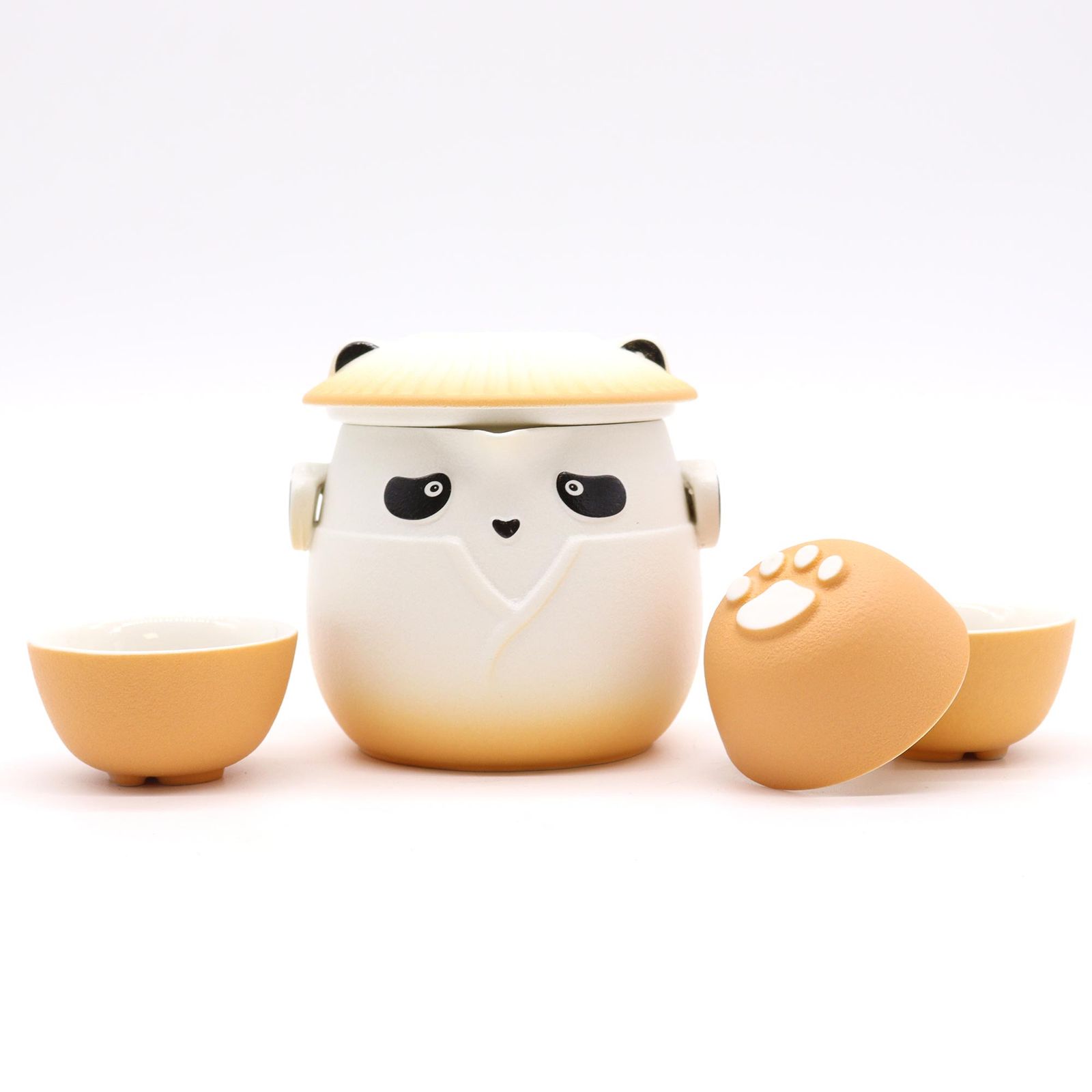 Juego de Té Panda y 3 Tazas – Naranja