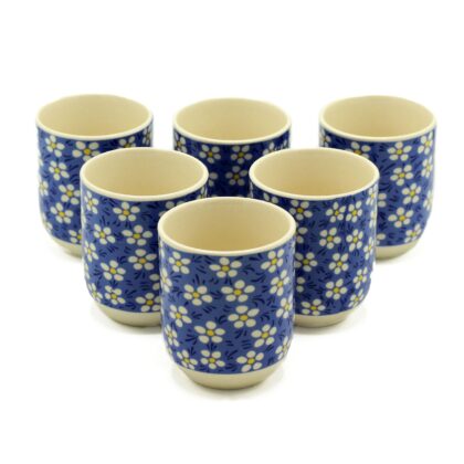 Juego de Tacitas/Vasos de Cerámica Ritual Floral (Set de 6 Unidades)