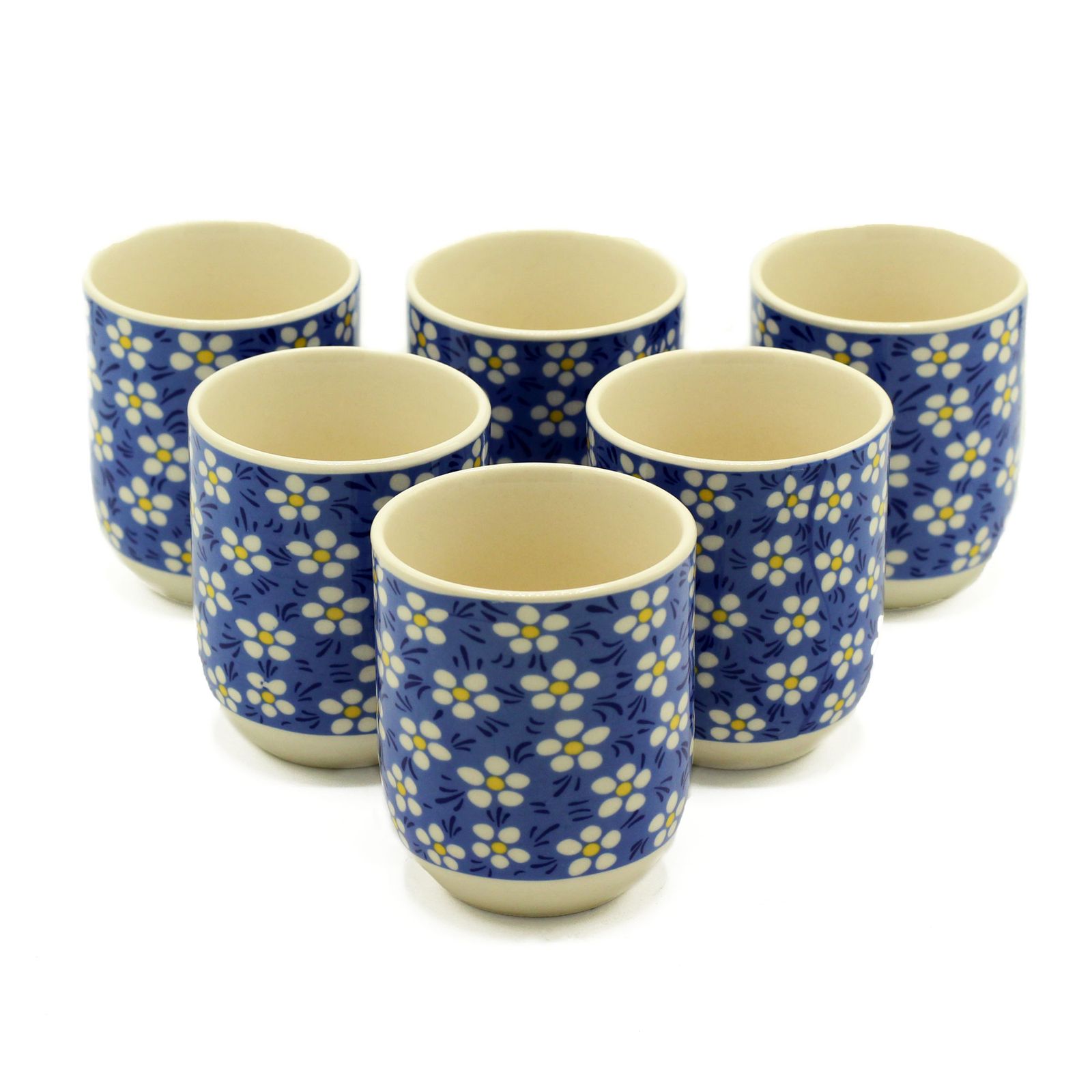 Juego de Tacitas/Vasos de Cerámica Ritual Floral (Set de 6 Unidades)